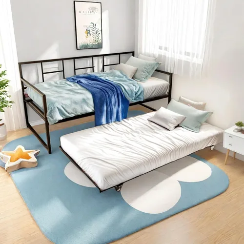 YITAHOME Sofá cama con nido, cama individual de altura ajustable con nido extraíble, sofá cama con soporte de listones de acero para sala de estar y