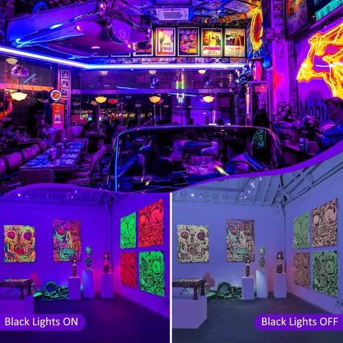 Miniatura 12 de T-SUN Barra de luz LED negra de 72 W, barras de luz negra con enchufe e interruptor, tira de luces de área de 22 x 22 pies para fiesta brillante