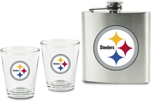 Miniatura 9 de Juego de vasos de chupito y petaca de acero inoxidable de la NFL