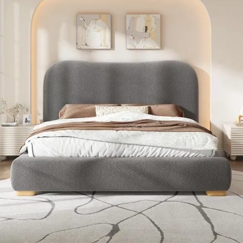 Miniatura 10 de Jocisland Base de cama de nube de tamaño Queen, cabecera curvada de 7.1 pulgadas de grosor, esquinas redondeadas suaves, diseño seguro para niños