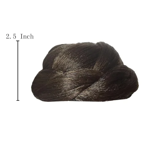 Miniatura 6 de Moño trenzado mixto de 5 pulgadas de diámetro marrón rojizo y negro, moño trenzado con peines integrados para mujeres, fiestas, bodas, bailes, 2009