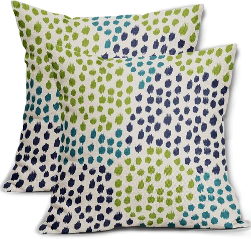 Miniatura 91 de Fundas de almohada marrón y blancas de 18 x 18 pulgadas, juego de 2 almohadas boho grises con lunares, fundas de almohada modernas estampadas