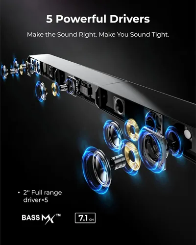 Miniatura 5 de ULTIMEA Barra de sonido envolvente virtual de 7.1 canales, barra de sonido para Smart TV con 2 altavoces envolventes, sistema de sonido envolvente