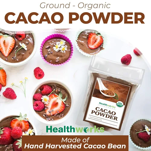 Miniatura 4 de Healthworks Superfoods Polvo de Cacao Orgánico – 16 Oz / 1 Lb – Sustituto de Chocolate de Cacao – Rico Sabor a Chocolate – Sin Azúcar, Keto, Vegano