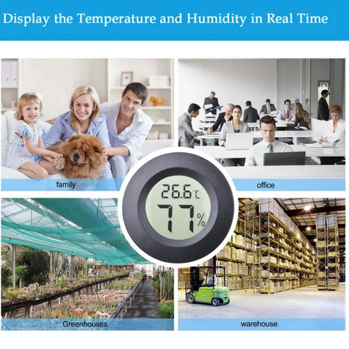 Miniatura 6 de 2 unids mini higrómetro termómetro interior exterior redondo medidor de humedad medidor de temperatura sensor de humedad Fahrenheit conmutable