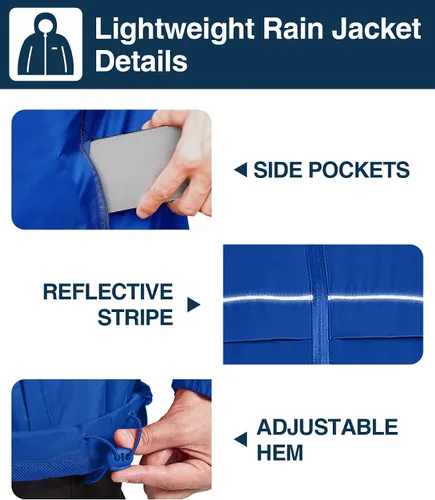 Miniatura 8 de SWISSWELL Chaqueta impermeable para hombre, rompevientos, ligera con capucha para uso diario casual