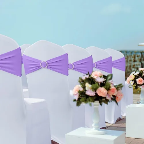 Miniatura 7 de Babenest Bandas de elastano para silla, 50 unidades, bandas elásticas de alta calidad con hebilla deslizante, lazos elásticos universales para Morado