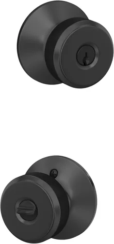 SCHLAGE F51A BWE 622 - Pomo de puerta Bowery, cerradura de entrada con llave, color negro mate Mate negro