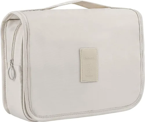 Miniatura 8 de Trawila Neceser colgante de viaje, bolsa de cosméticos, organizador de maquillaje para hombres y mujeres con gancho resistente, Gris (Grey Flower)