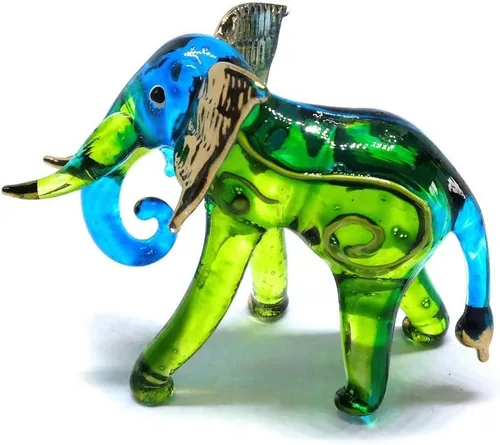 Miniatura 11 de Paquete de 2 figuras de elefante de cristal soplado de 2 pulgadas hechas a mano, figuras de elefante sentado y de pie, ideas coleccionables