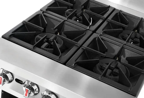 Miniatura 5 de Kratos Cocina de Gas Comercial de 24 Pulgadas de Ancho con Cuatro Quemadores y Horno Estándar, Cocina de Acero Inoxidable para Restaurantes, 150,000