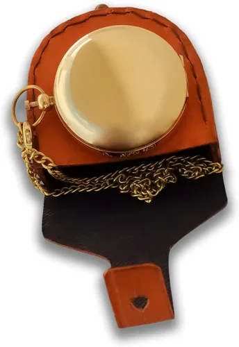 Miniatura 4 de Brújula náutica de bolsillo de latón con cadena y caja de cuero, brújula vintage para acampar y senderismo, regalo de graduación marina