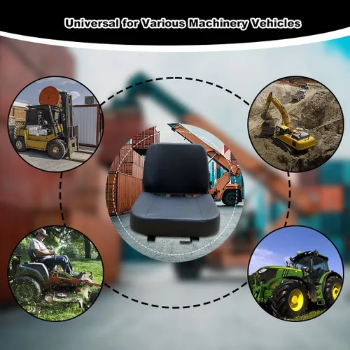 Miniatura 9 de Asiento universal de carretilla elevadora asiento de tractor con pista deslizante ajustable y bolsa de herramientas, para excavadora Skid Loader