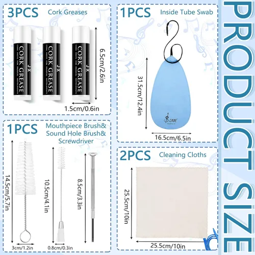 Miniatura 2 de Boao - Kit de limpieza de clarinete de 23 piezas, set de accesorios todo en uno con hisopo, cajas de cañas, grasa de corcho y reposapulgares, kit