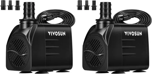Miniatura 10 de VIVOSUN Bomba sumergible de 480 GPH (1800 L/H, 25 W), bomba de agua ultra silenciosa con elevación de 7.2 pies, bomba de fuente con cable
