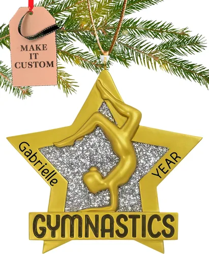 Miniatura 10 de Adorno de gimnasia personalizado 2026 Adornos de Navidad deportivos grabados con láser para árbol Regalo de recuerdo personalizado para niña