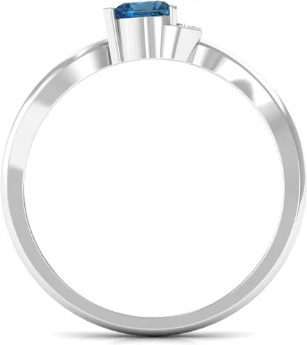 Miniatura 7 de Anillo de derivación de corazón con topacio azul natural de Londres, calidad AAA, joyería de promesa para ella