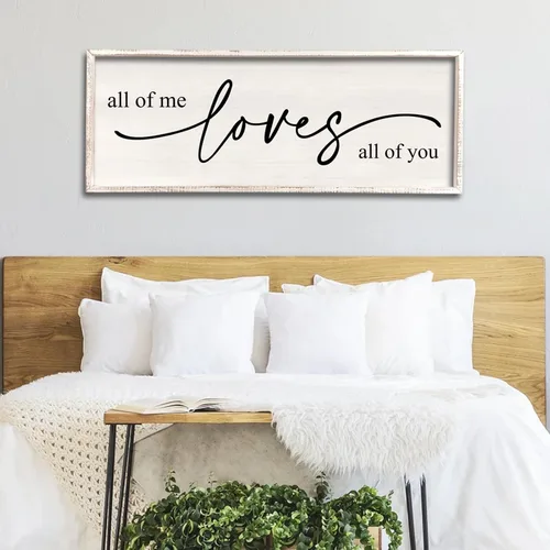 Miniatura 17 de Letrero de decoración de pared con texto en inglés «Give It To God And Go To Sleep», 32 x 12 pulgadas, para dormitorio principal sobre la cama
