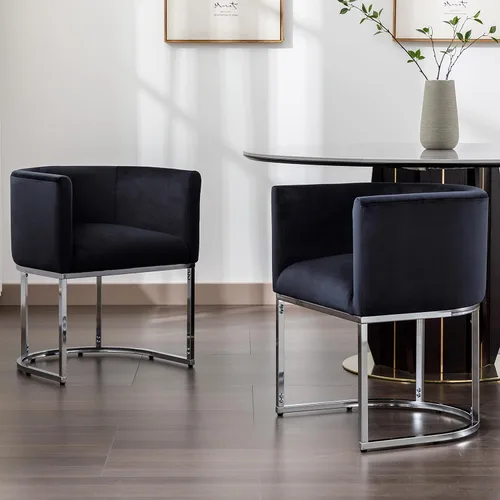 Miniatura 17 de RIVOVA Silla de Comedor Tapizada, Sillón Lateral Moderno Tipo Barril Tapizado, Sillas de Comedor Tapizadas, Cómodo Sillón, Silla Lateral de Cocina