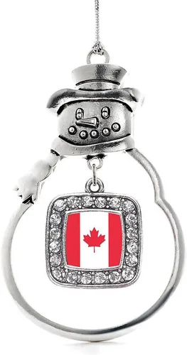 Miniatura 209 de Inspired Silver - Adorno de rodillo de reina - Adorno cuadrado de plata con muñeco de nieve con joyas de circonita cúbica