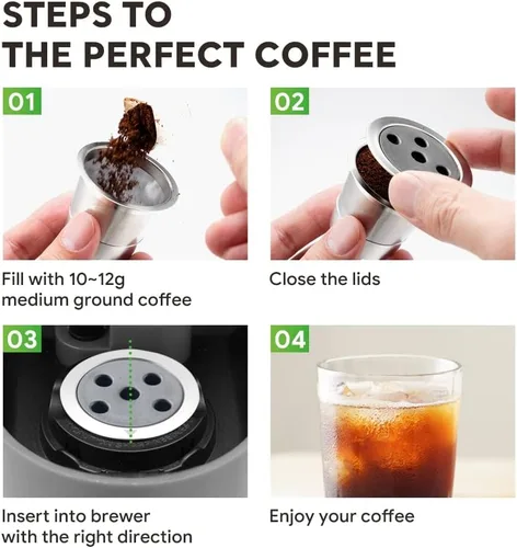 Miniatura 8 de Paquete de 2 tazas K reutilizables de acero inoxidable para Keurig Supreme & Supreme Plus, filtro universal de cinco agujeros para Keurig