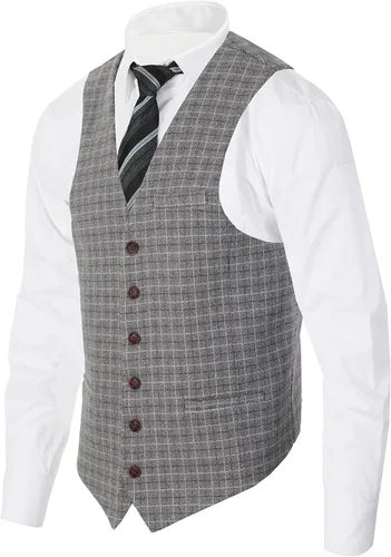 Miniatura 35 de Gioberti Chaleco de tweed formal de 6 botones para hombres