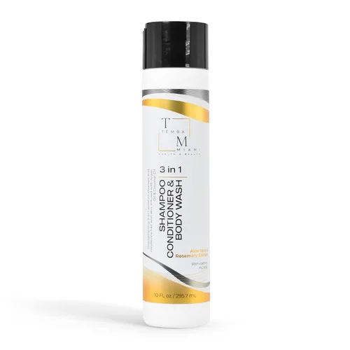 Champú/Acondicionador/Gel de ducha 3 en 1, con aloe vera, aceite de argán y coco, extracto de romero, extracto de hoja de camelia, 10 onzas líquidas