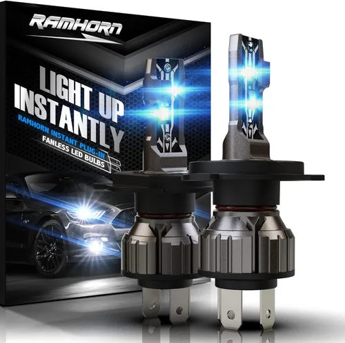 RAMHORN Bombillas H4, 300% de brillo, tamaño 1:1, Plug-N-Play, paquete de 2