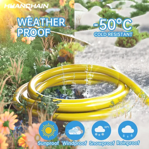 Miniatura 6 de HUANCHAIN Cable de extensión para interiores y exteriores, 50 pies, impermeable, calibre 16/3, flexible, resistente, cable de extensión para Amarillo