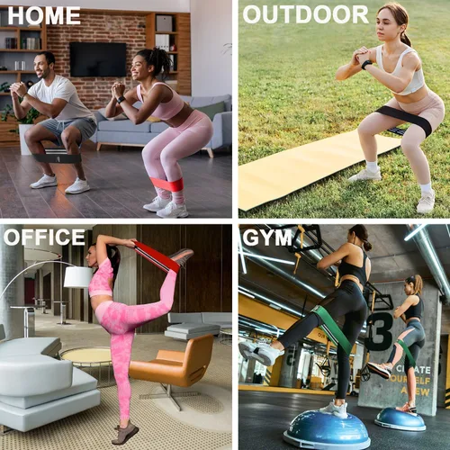 Miniatura 2 de STANDROCK Bandas de resistencia de tela para entrenamiento, bandas de 3 y 4 niveles, bandas de resistencia largas para mujeres y hombres Bandas