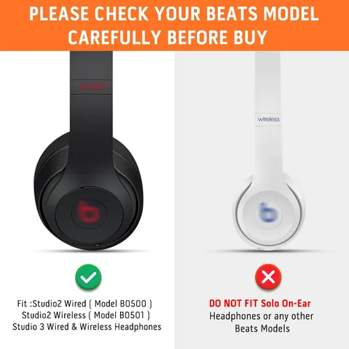 Miniatura 2 de GVOEARS Studio - Almohadillas de repuesto para auriculares inalámbricos con cable para Beats Studio 2 B0500 B0501/Studio 3 con cable, almohadillas