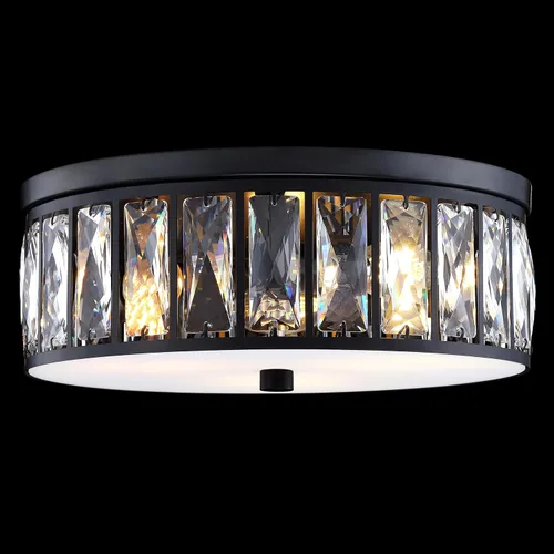 Miniatura 9 de Lámpara de techo de tambor de cristal cromada de 12 pulgadas, montaje semiempotrado, accesorio de granja para sala de estar, comedor, dormitorio