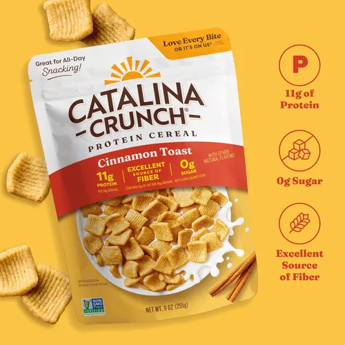 Miniatura 4 de Catalina Crunch Cinnamon Toast - Cereal apto para dietas cetogénicas, bajo en carbohidratos, sin azúcar, gluten ni granos, snacks veganos
