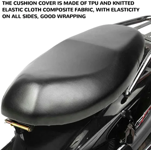 Miniatura 6 de Funda universal para asiento de motocicleta con elástico, cuero PU transpirable, funda impermeable para asiento para la mayoría de asientos de Negro