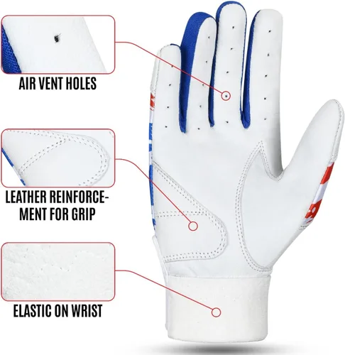 Miniatura 4 de Guantes de bateo de sóftbol, guantes de bateo de béisbol con bandera de Estados Unidos, guantes de bateo de béisbol con bandera estadounidense