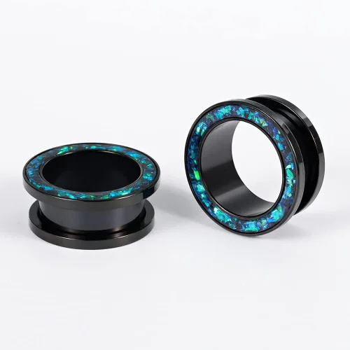 Miniatura 5 de TBOSEN Juego de 6 piezas de túneles de oreja de ajuste de tornillo de moda, calibre de acero inoxidable, expansor, joyería de piercing 0.00 oz-1