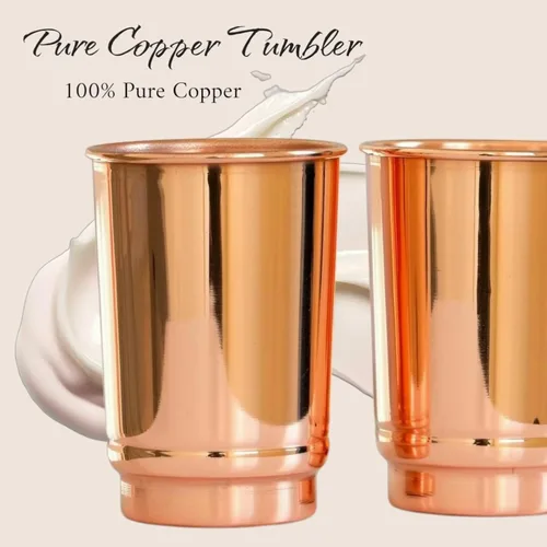 Miniatura 8 de Juego de 2 Vasos de Cobre 350 ml / 11.8 Oz 100% Vasos de Cobre Puro Lisos Beneficios para la Salud Ayurveda Tazas de Medicina Vasos de Agua