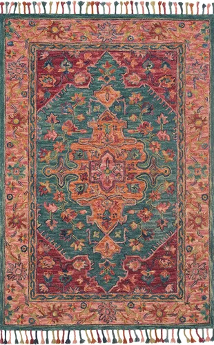 Miniatura 6 de Loloi Zharah Collection ZR-03 Rose/Denim, alfombra de pasillo de transición, 2'-6" x 7'-6" Rosa; azul oscuro