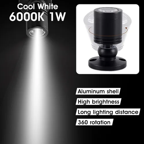 Miniatura 2 de DEDC 6 mini luces LED tipo spot, 1W 5V 6000K, luces para debajo del gabinete, mini focos para exhibiciones con atenuador