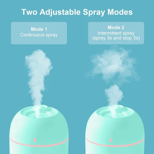 Miniatura 6 de Humidificador pequeño portátil, humidificador de escritorio personal USB para automóvil, oficina, dormitorio, apagado automático, 2 modos de niebla