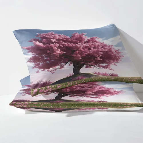 Miniatura 3 de Juego de sábanas de 3 piezas con estampado de flor de cerezo, tamaño individual, diseño de árbol de Sakura, sábanas y fundas de almohada, sábana