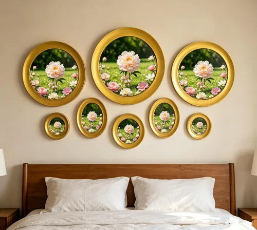 Miniatura 6 de alfyng Marco de fotos redondo de madera para colgar en la pared, marcos de cuadros para decoración de pared en casa y oficina (dorado, 6 pulgadas)