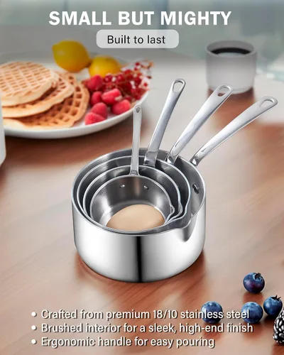 Miniatura 7 de Cooks Standard Calentador de mantequilla de acero inoxidable de 0.15 cuartos de galón, sartén pequeña recubierta de varias capas, 4.7 fl oz, mini