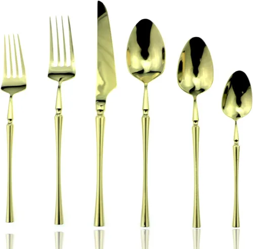 Miniatura 12 de JASHII Juego de cubiertos de lujo de 20 piezas de acero inoxidable 18/10 para 4 personas, incluye cuchillo de cena, tenedor, cuchara, apto para L &