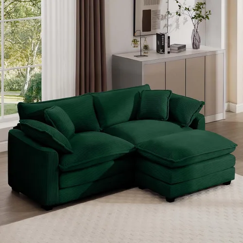 Miniatura 21 de Aoowow Sofá de dos plazas de pana, modernos sofás de nube de 2 plazas para sala de estar, sofás modulares de nube seccionales con asiento profundo