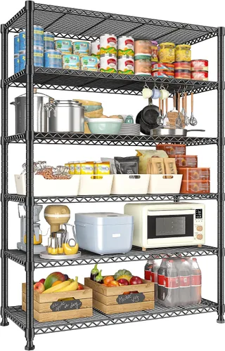 Miniatura 10 de REIBII Estantería de Metal de 5 Niveles de Alambre Resistente, Estantes de Almacenamiento, Organizador de Acero Ajustable de Alambre para Cocina