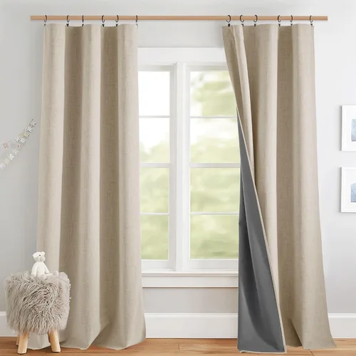 Miniatura 79 de NICETOWN Cortinas 100% opacas de 63 pulgadas de largo, 2 paneles de cortinas cortas con aislamiento térmico con forro para dormitorio, cortinas