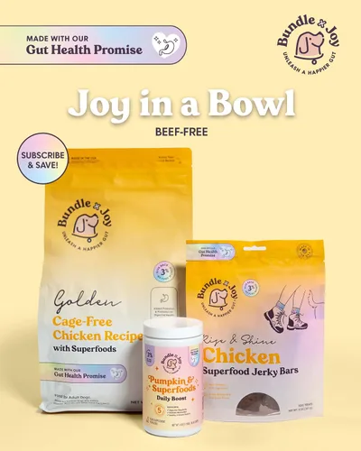 Miniatura 9 de Bundle x Joy Rise & Shine - Golosinas de pollo para perros, bolsa de 5 onzas, superalimento natural, maíz, aves, soja y granos, golosinas