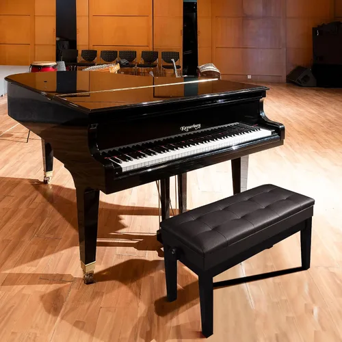 Miniatura 7 de AW Banco de piano dúo con almacenamiento ajustable de madera negra para teclado, asiento cojín de cuero, silla Paino para piano, tienda de música