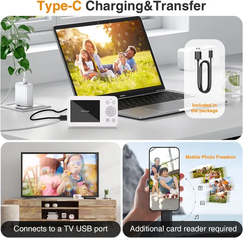 Miniatura 6 de Cámara digital 4K para niños de 7 a 12 años, cámara digital de 64MP de punto y disparo para vlogging con tarjeta SD de 32GB, cámara compacta